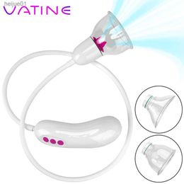 Estimulador de clítoris Bomba de vagina de mama Juguetes sexuales para mujeres 5 + 2 Modos de lamer de succión 2 en 1 Vibradores Nipple Sucker Sex Tools L230518