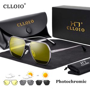 Clloio Anti-Glare Day Night Vision Men Femmes Polarized Driving Sun Glasses Square Aluminium Lunettes de soleil photochromiques UV400