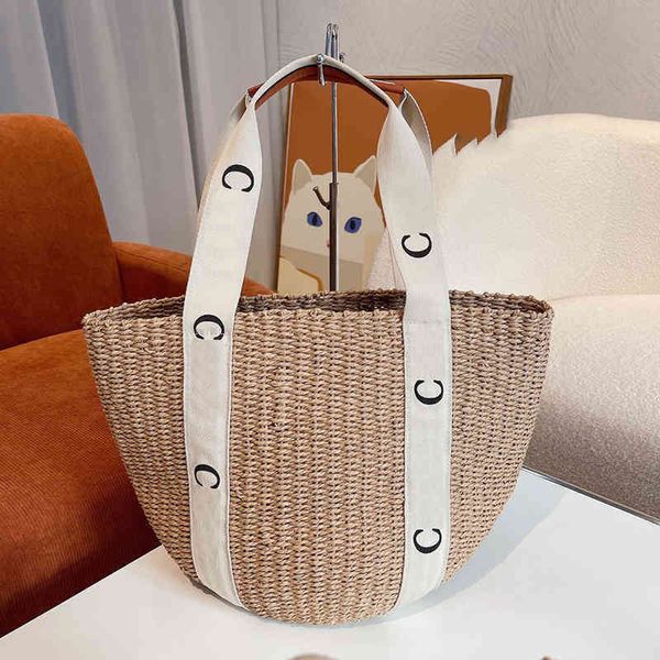 clo-letter Summer Weave Sacs à bandoulière sac de designer pour femmes Sacs à main de créateurs Haute capacité Shoppers Sac fourre-tout Fashion Straw Lady Female Purse 0601