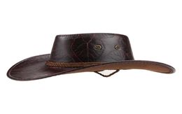 Cloche Cowboy Hat Menwomen Horse Riding Sun En cuir en cuir extérieur de bord de bord Brim Travel Performance Western Chapeaux Visor5229974