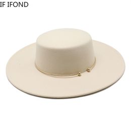 Cloches Estilo francés 10 CM de ala ancha Derby Top Hat Socialite Wind Hepburn Wind Fieltro de lana Sombrero de fieltro Elegante vestido de novia Sombrero 230210