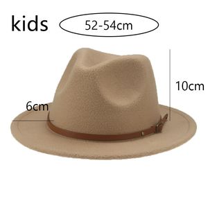 Cloches hoeden voor vrouwen kinderen kind klein 52cm solide riem kinderen fedora formele jurk bruiloft kameel zwart kind fedora hat sombreros de mujer 230210