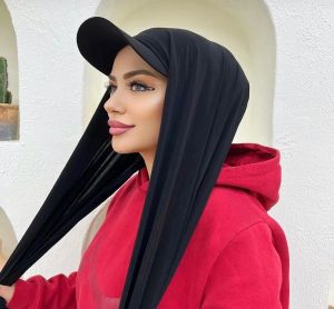 Cloches Ramadan Moslim Mode Vrouwen Hijab Jersey Sjaal Zomer Sport Baseball Caps Dames Headwrap Klaar om Hoofddoek Motorkap te dragen