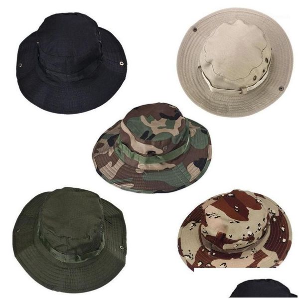 Cloches Sombrero para el sol Panamá Cubo Flap Transpirable Boonie Mticam Camuflaje nepalí Sombreros Pesca al aire libre Sombreros de ala ancha1 Entrega de entrega Fas Dh40O