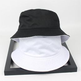 Cloches Dos lados Reversible Negro Blanco Sólido Sombrero de cubo Unisex Chapeau Moda Pesca Senderismo Bob Caps Mujeres Hombres Panamá Verano12738