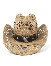 Cloches Womem Mannen Stro Western Cowboy Cowgirl Hombre Sombrero Cap Handwerk Weave Badmeester Hoeden Drop1613971
