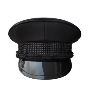 Cloches Mujeres Hombres Sombrero militar negro Sargento de policía Gorra de marinero Prom Performance Bar Cosplay Show Captain Hat Party Cos Accesorios