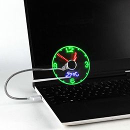 Ventilateurs d'horloge à alimentation de nuit alimentée USB Affichage en temps réel Afficher la main mini ventilateur USB Clock LED de col en ajustement pour ordinateur portable pour ordinateur portable PC ordinateur portable