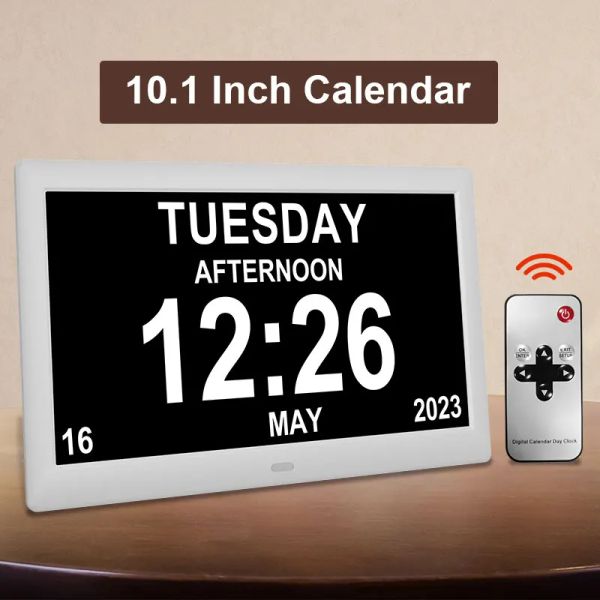 Horloges 10.1 pouces intelligentes Calendrier numérique Calendrier d'alarme Horloge DeMantia horloge USB SD Cadre vidéo pour personne âgée
