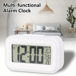 Horloges 1pc, réveil numérique avec rétro-éclairage, sieste, muet, calendrier, affichage de température parfait pour la maison et le décor de bureau