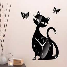 Horloges 1pc horloge murale pour enfants chambre chambre murale mural mignon horloge créative chat horloge murale silencieuse horloge moderne décorative pas batterie