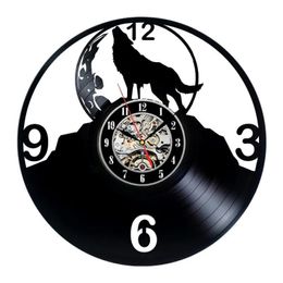 Horloges 1 pièce loup animal record horloge murale créative classique décor à la maison à la main CD art horloge relogio de parede