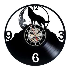 Clocks 1 acie Wolf Animal Record Wall horloge créative Créative Classic Home Decor Handmade CD Art Horloge Relogio de Parede