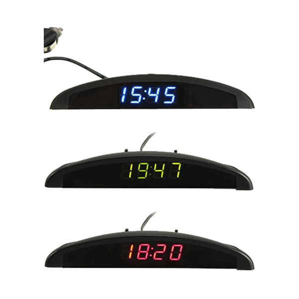 Relojes 3 in1 CAR 12 V LED Digital Voltaje Voltaje Temperatura Termómetro de reloj CAR