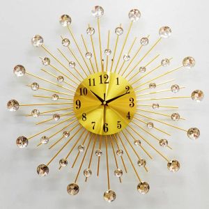 Horloges 38 cm Fashion Creative Mur Horloge Mute Hot Sells Metal Diamond Diamond Rigiane Mur suspendu Horloge de fer