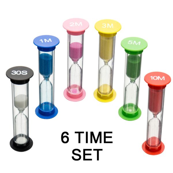 Horloges 6/12pcs Timer de sable Timer de sablier coloré Small Shouglass Timer 0.5 / 1/2/3/5/10 Minutes Corloge de sable Timer pour les enfants Kitchen