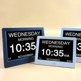 Horloges 7 pouces Cadre en plastique Demmantia horloge numérique Calendrier d'alarme Horloge de jour de l'alarme USB SD Frame vidéo