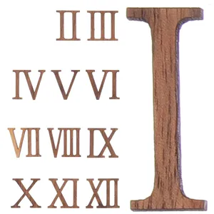 Accessoires d'horloges, 1 ensemble d'horloges, chiffres arabes, numéros de bricolage, numéros muraux de remplacement en bois (Type romain)