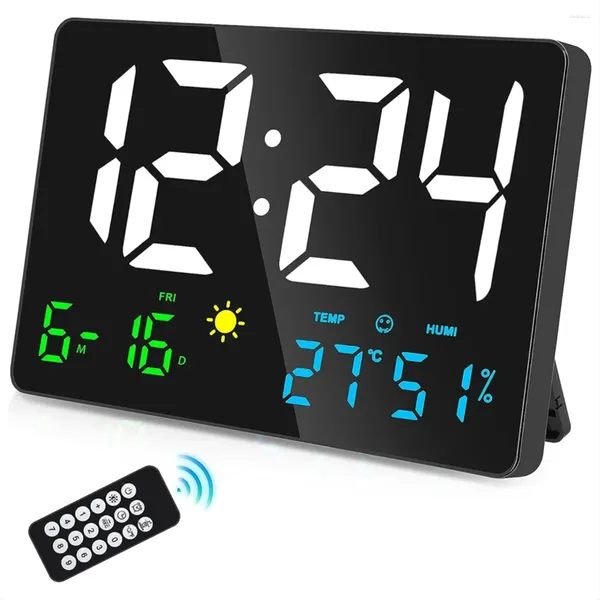 Accesorios de relojes Reloj de pared digital Gran pantalla de 11.5 pulgadas Alarma LED USB para habitaciones con estación meteorológica