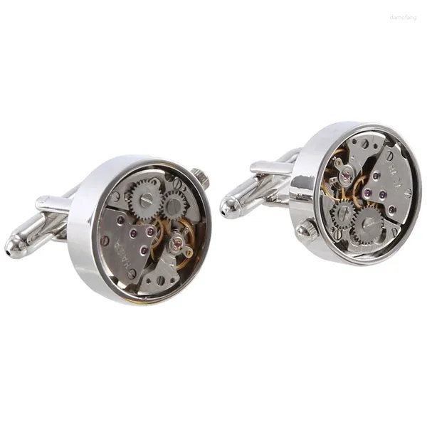 Boutons de manchette de mouvement de montre mécanique pour hommes, accessoires d'horloge, manchette de chemise, modélisation de mécanisme fonctionnel, Durable, facile à utiliser