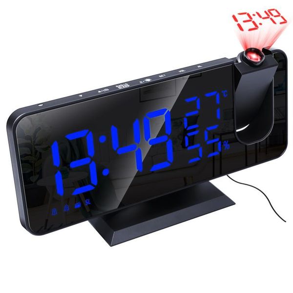 Relojes Accesorios Otro Despertador 3D Radio FM Digital con cargador USB Espejo grande Pantalla LED Atenuador automático para dormitorio