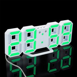 Horloges Accessoires Autres 3D LED Horloge Numérique Snooze Alarme De Bureau Pour Chambre Table Mur 24/12 Heures Affichage Nuit 8 Couleurs Décor À La Maison