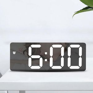 Klokken accessoires Andere acryl/spiegel Alarmklok LED Digitale spraakregeling Snooze Time Temperatuur Display Night Mode Reloj Despertador