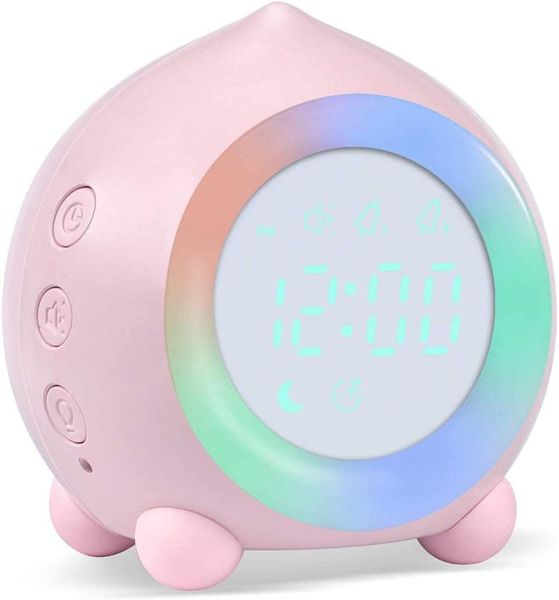 Relojes Accesorios Otro Despertador digital LED Mesita de noche Dual con luz nocturna Pequeño viaje Alimentado por USB Cute Peach Deisgn