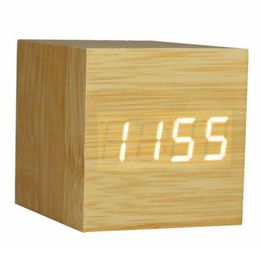 Klokken accessoires andere LED houten wekker spraakbesturing Desktop retro USB aangedreven digitale lichtgevende tafel decor