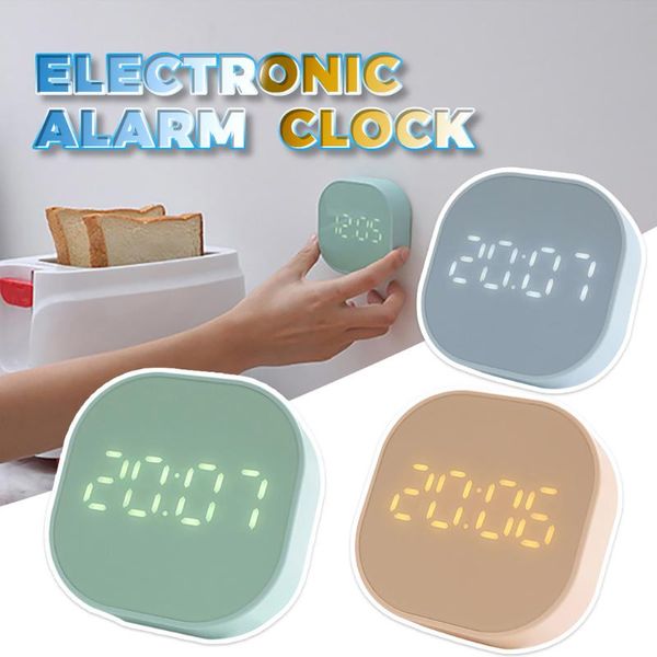 Horloges Accessoires Autre Vente Horloge Murale Numérique Carrée Petite Alarme Lumineux Muet Led Multifonctionnel Lumière Électronique Domestique