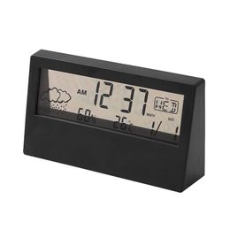 Relojes Accesorios Otro Despertador electrónico transparente Calendario Clima Temperatura Humedad Pantalla LED Mesa con modelo Snooze