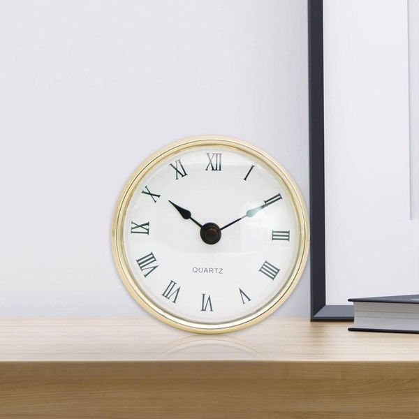 Accesorios de relojes Inserto de reloj redondo 3-1/8 pulgadas (80 mm) Movimiento de cuarzo Número romano Ajuste dorado para el dormitorio del hogar