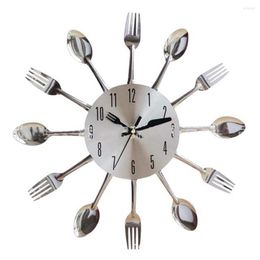 Accessoires d'horloges couteau en acier inoxydable, fourchette cuillère cuisine Restaurant horloge murale décoration de la maison outils multifonctionnels