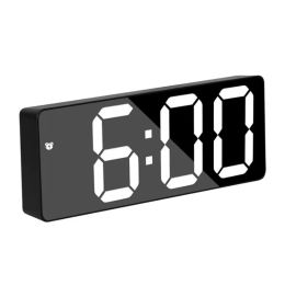 Klokken Acryl/Mirror Digital Alarm Clock Voice Control (aangedreven door batterij) Tabel klok snooze nachtmodus 12/24 uur elektronische LED -klokken