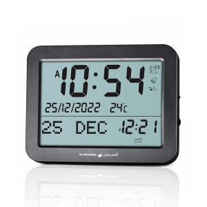 Horloges Alharameen Table Corloge Azan Hour de bureau avec Qibla Compass Hijri Calendar Prayer Alarm HD Multi Adhan Sound Big Screen