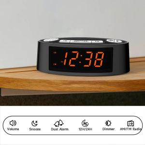 Relojes AM/FM Radio de reloj de alarma con doble alarma Temporizador de sueño Funciones de repetición Pantalla LED de naranja Opción de atenuación 4 niveles Itoma CKS3301U