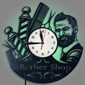 Klokken Barber Fashion Art Wall Clock Remote Control Led Night Light Home Decoratie Barber Shop Creative Gift Decoration Clock