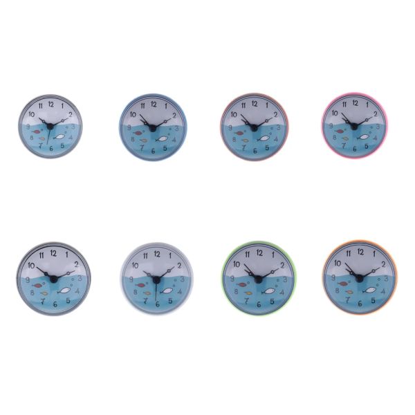 Relojes Cocina de baño Reloj de silicona con taza de succión Tiempo de baño de ducha a prueba de agua Mini reloj de pared