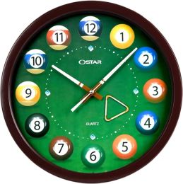 Horloges Big Large Billard Pool Bal Ball Clock, batterie, Hand Cue, Quartz de qualité non cocher, jeu de snooker de 14 "