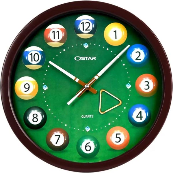 Horloges Big Large Billard Pool Bal Ball Clock, batterie, Hand Cue, Quartz de qualité non cocher, jeu de snooker de 14 