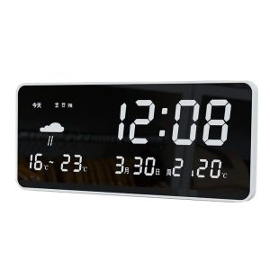 Horloges Bluetooth Calendar Desk Corloge USB Miroir WiFi Prévision météorologique Réseau Electronic Clocktop Office LED ALARME LED
