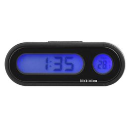 Horloges Cargool 2 en 1 tableau de bord de voiture horloge numérique réglable rétro-éclairage LED thermomètre jauge de température du véhicule noir1 livraison directe Dhmgv