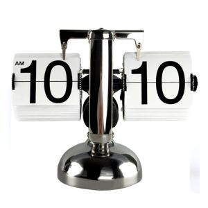 Clocks Creative Flip Digital Clock Small Scale Desk Clock Retro Flip Clock Horloge en acier inoxydable Flip Internal Gear Office Quartz Office CL