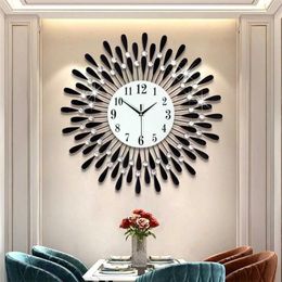 Clocks Crystal Sun Modern Style Horloge murale silencieuse 38x38cm, produit de salon de bureau décoration de maison 220115