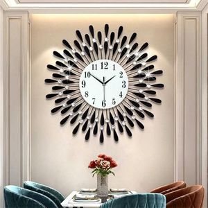 Clocks Crystal Sun Modern Style Horloge murale silencieuse 38x38cm, produit de salon de bureau décoration de maison 220115