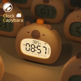 Horloges mignonnes Capybara Alloc de réveil LED ALARME ALARME USB TIMERIE RECHARGÉable Affichage de la température de bureau Ornements Enfants Gift Enfants