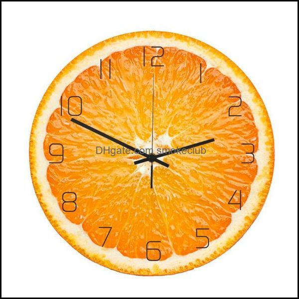 Relojes D￩cor Garden Funciona con pilas 5 colores Aessories redondos Sala de estar Mute Sweep Office European Home Decor Acrylic Fruit Shape Wall C