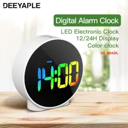 Klokken Deeyaple kleurrijke wekker bureau klok geheugenfunctie 12 24 uur led digitale tabel klokken dubbele alarm snooze slaapkamer bed klokklok