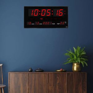 Klokken digitale LED -scherm wandklokkalendertijd achtergrondverlichting met temperatuurmeter thermometer thuiskantoor schoolprojectie USB