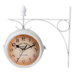 Horloges EuropeanStyle Double-Coulessided Corloge Créative Classic Clocks Clocks Murons Home Decord Double Side Horloge suspendue (blanc)